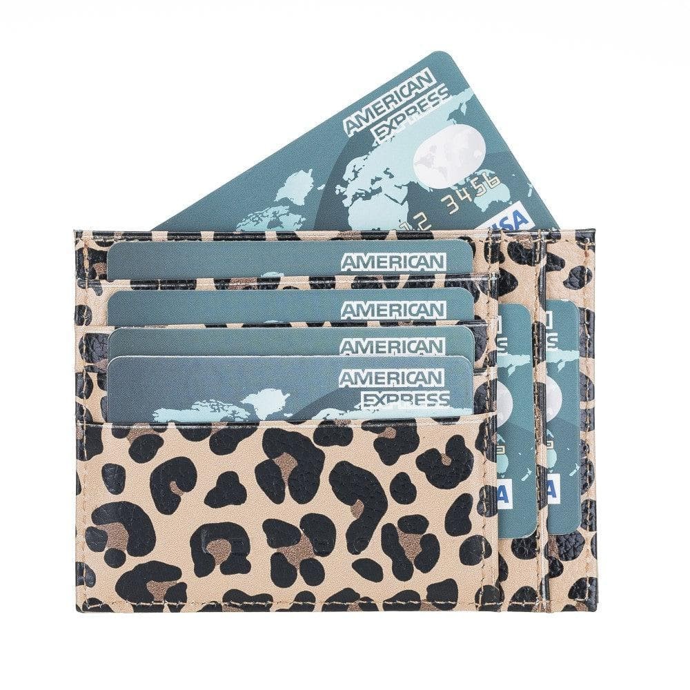 Zip Kartenhalter mit Münzfach Echt Leder Leopard
