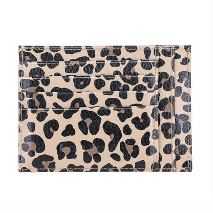 Zip Kartenhalter mit Münzfach Echt Leder Leopard