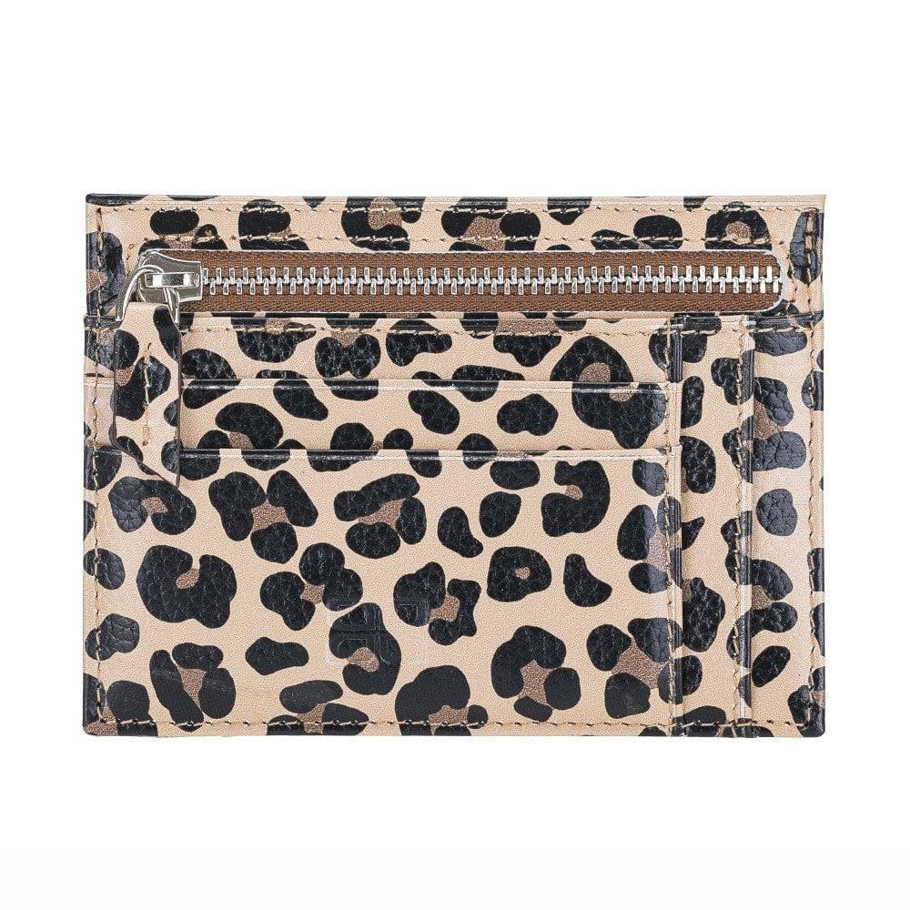 Zip Kartenhalter mit Münzfach Echt Leder Leopard
