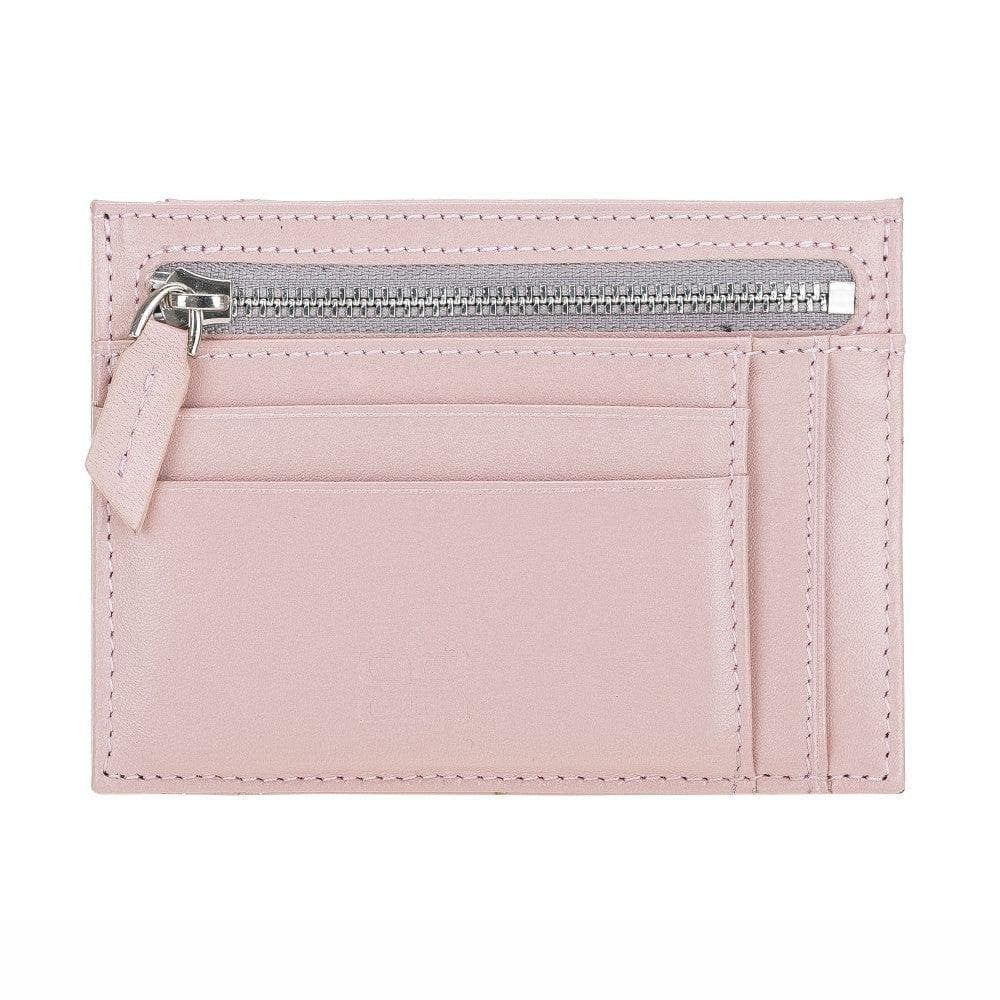 Zip Kartenhalter mit Münzfach Echt Leder Rose