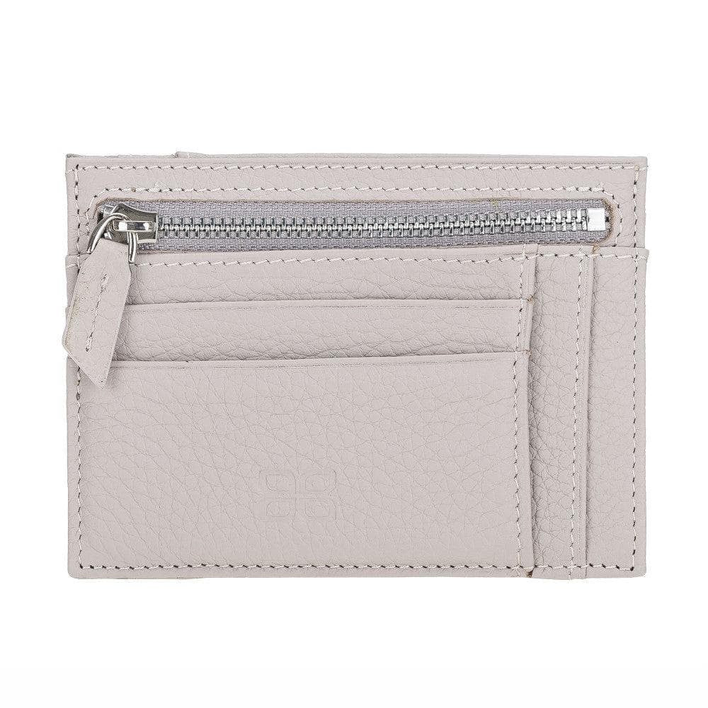 Zip Kartenhalter mit Münzfach Echt Leder Beige