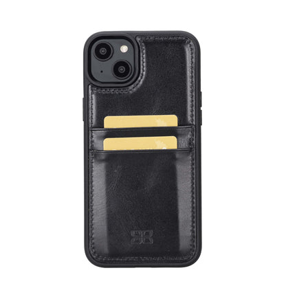 iPhone 14 Plus Bouletta Flex Cover Back Leder Case mit Kartenfach - Schwarz