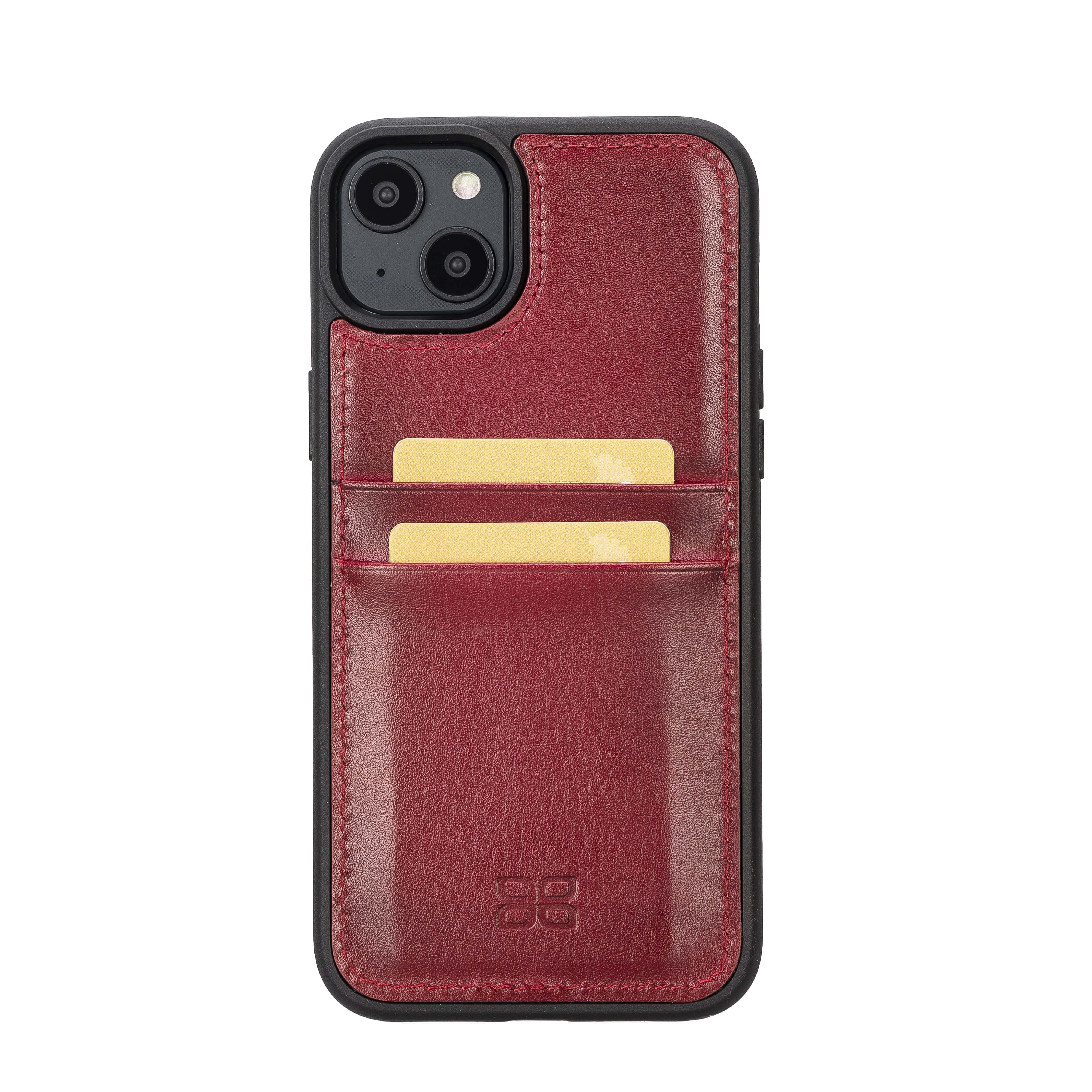 iPhone 14 Plus Bouletta Flex Cover Back Leder Case mit Kartenfach - Rot