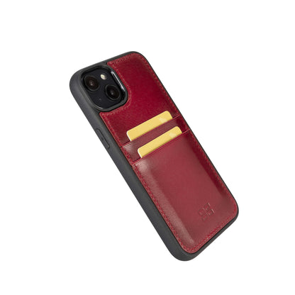 iPhone 14 Plus Bouletta Flex Cover Back Leder Case mit Kartenfach - Rot