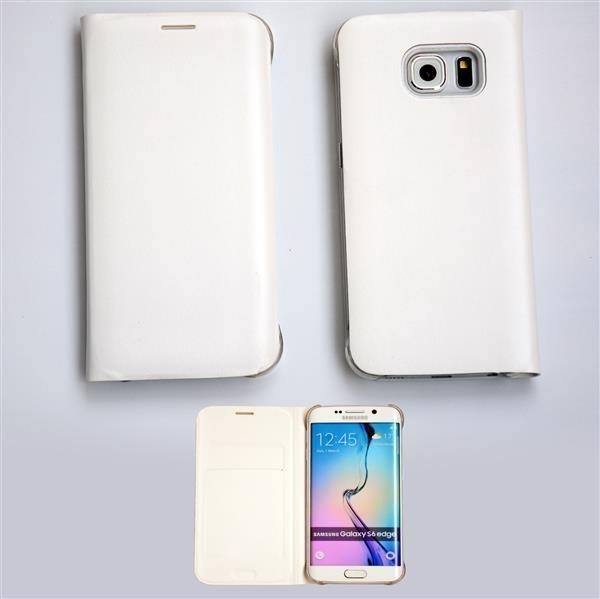 Flip Cover Etui Hülle Leder S6 Edge Weiss