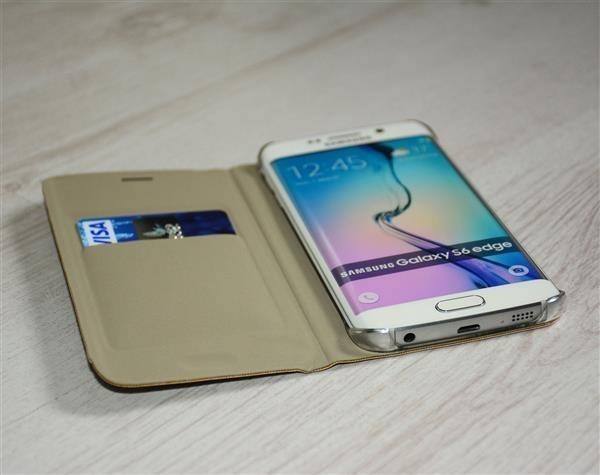 Flip Cover Etui Hülle Leder S6 Edge Weiss