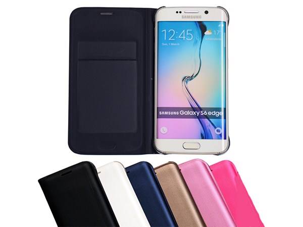 Flip Cover Etui Hülle Leder S6 Edge Weiss