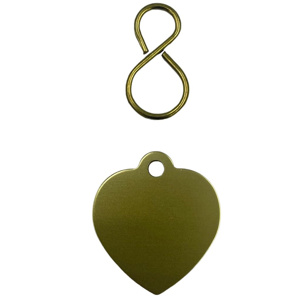 Hundemarken Knochen Metall Herz Gold (Auf Wunsch mit Gravur)