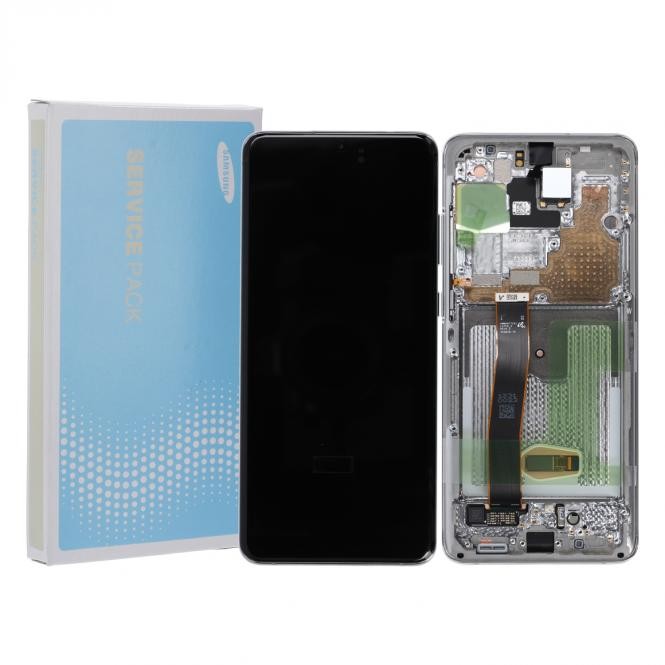 Samsung Galaxy S20 Ultra G988F / S20 Ultra 5G G988B LCD Display mit Rahmen + Frontkamera, Cloud White