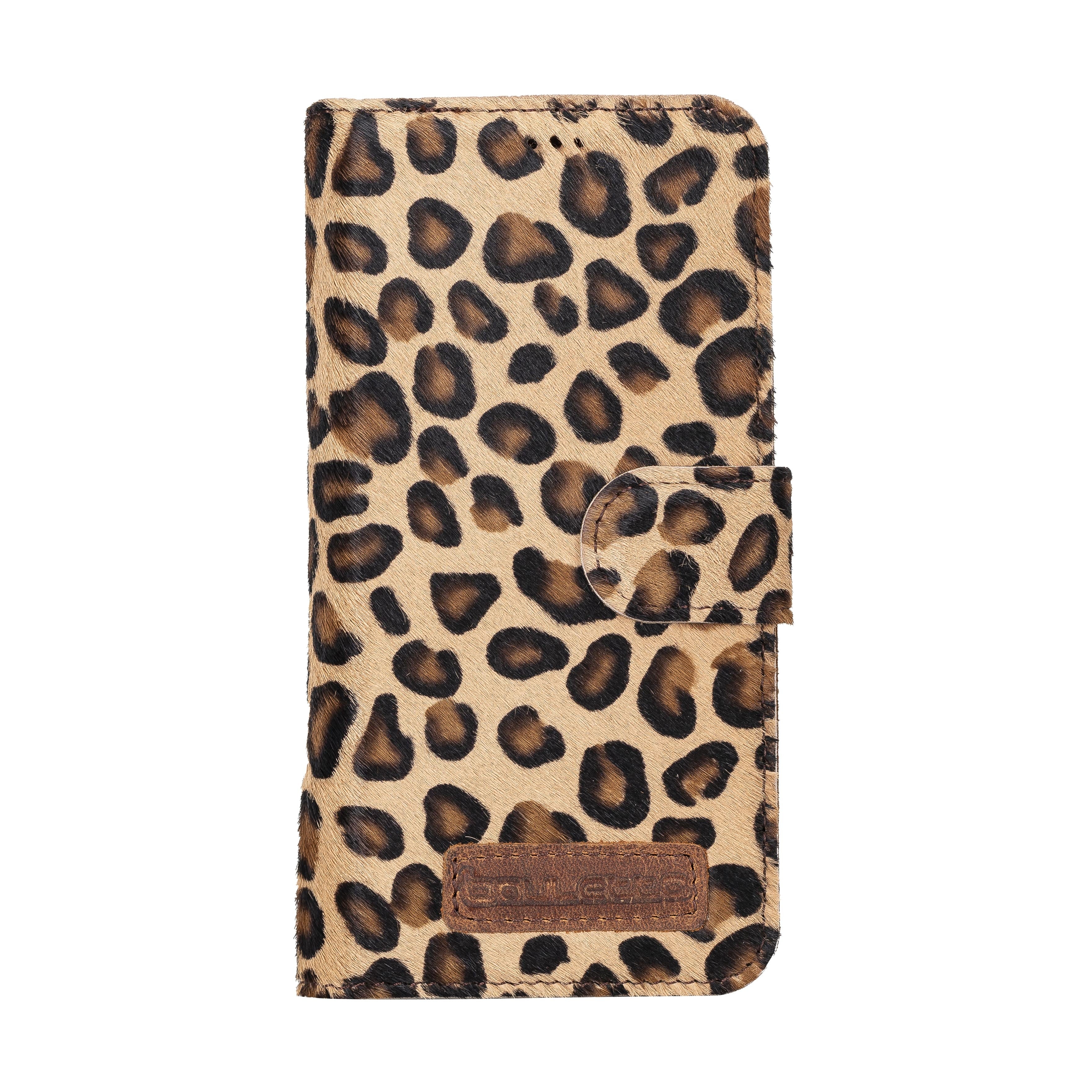 iPhone 14 Pro Max Magnetische abnehmbare Handyhülle aus Leder mit RFID-Blocker - Leopard