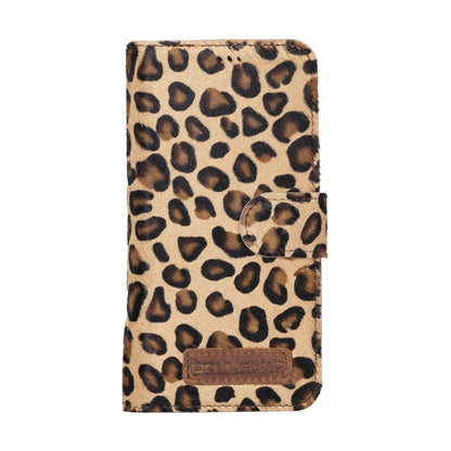 iPhone 14 Pro Max Magnetische abnehmbare Handyhülle aus Leder mit RFID-Blocker - Leopard