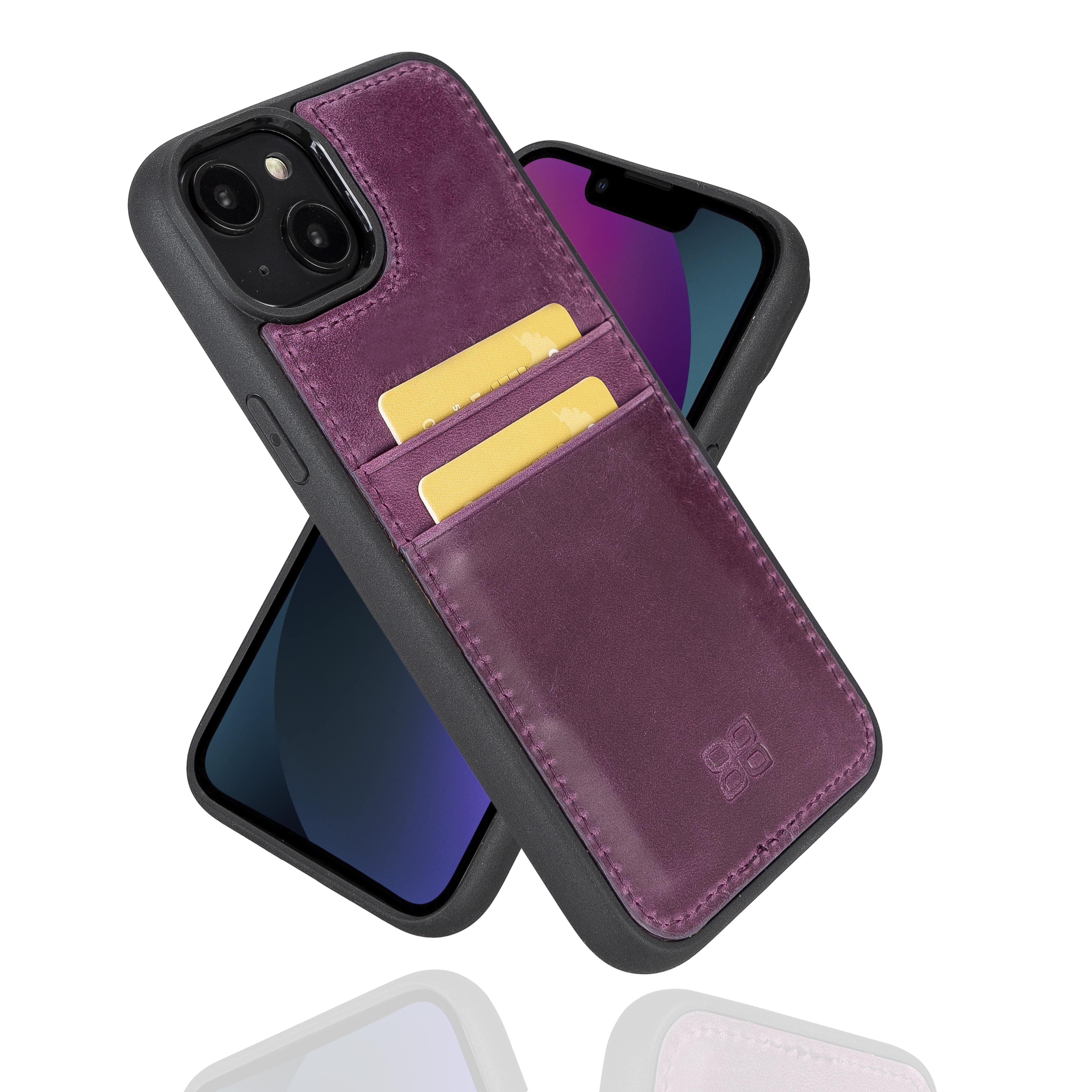 iPhone 14  Bouletta Flex Cover Back Leder Case mit Kartenfach - Lila