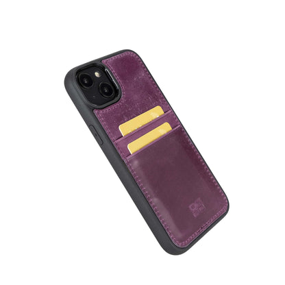 iPhone 14  Bouletta Flex Cover Back Leder Case mit Kartenfach - Lila