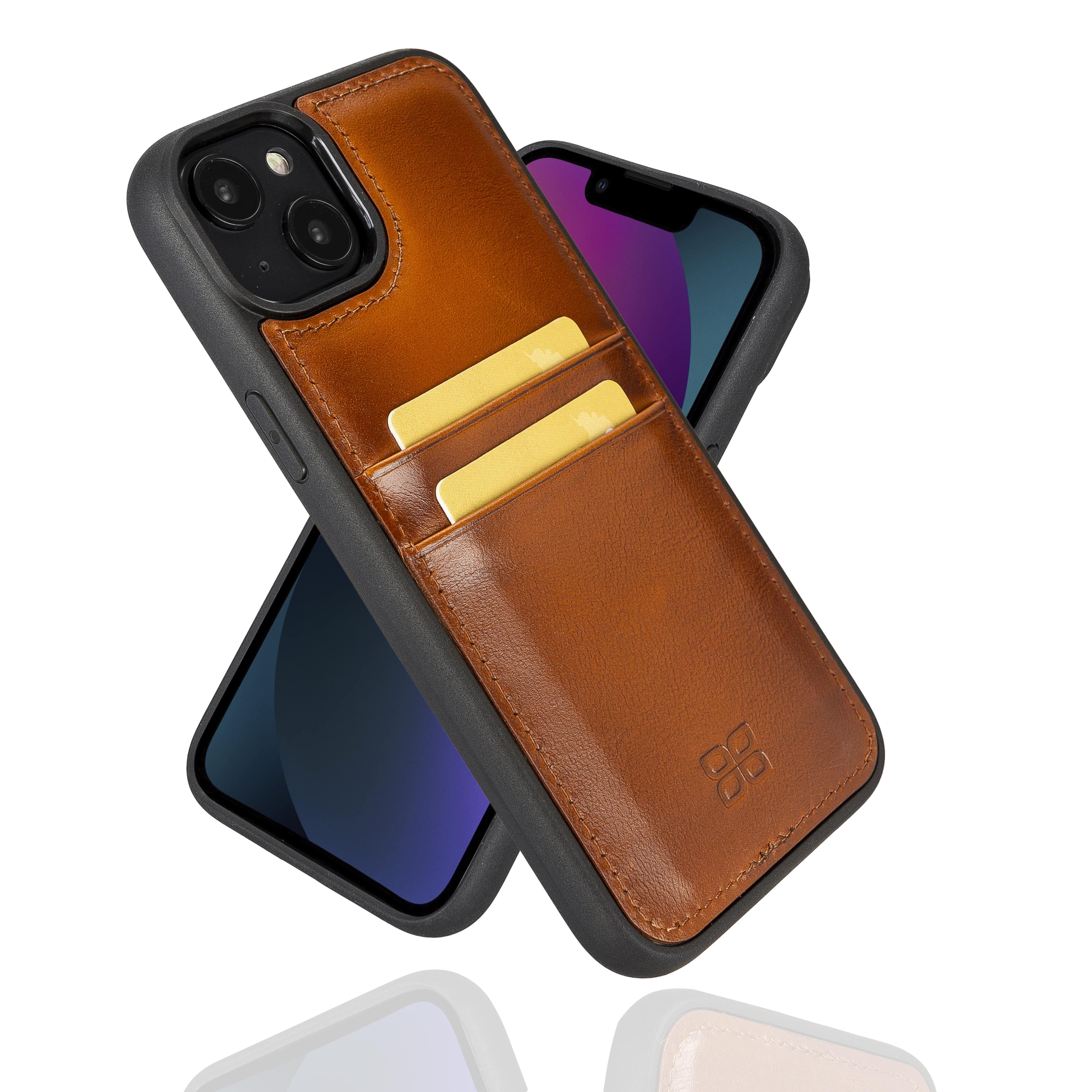 iPhone 14  Bouletta Flex Cover Back Leder Case mit Kartenfach - Braun