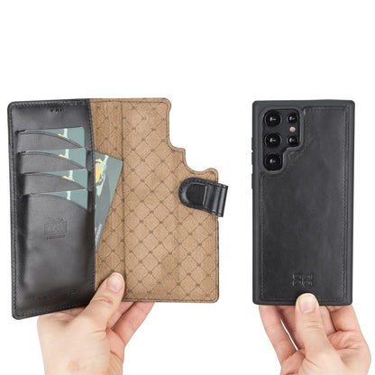 BOULETTA MAGNETISCH ABNEHMBARE LEDERHÜLLE FÜR SAMSUNG GALAXY S23 Ultra - Schwarz
