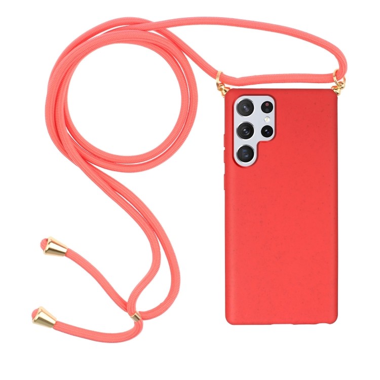 Samsung Galaxy S23 Ultra 5G Necklace Silikon Case + Handykette Rot