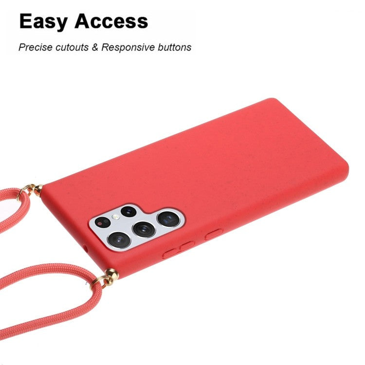 Samsung Galaxy S23 Ultra 5G Necklace Silikon Case + Handykette Rot