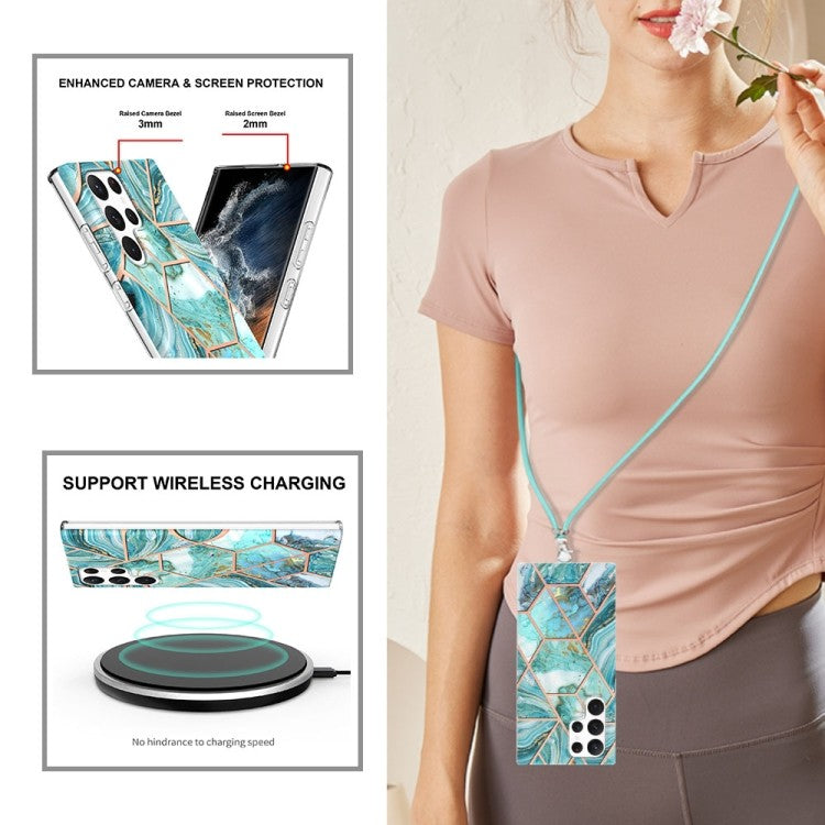 Samsung Galaxy S23 Ultra 5G Necklace Tpu Case + Handykette Grün