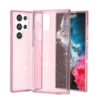 Samsung Galaxy S23 Ultra Silikon Glitzer Transparent Pink  Case