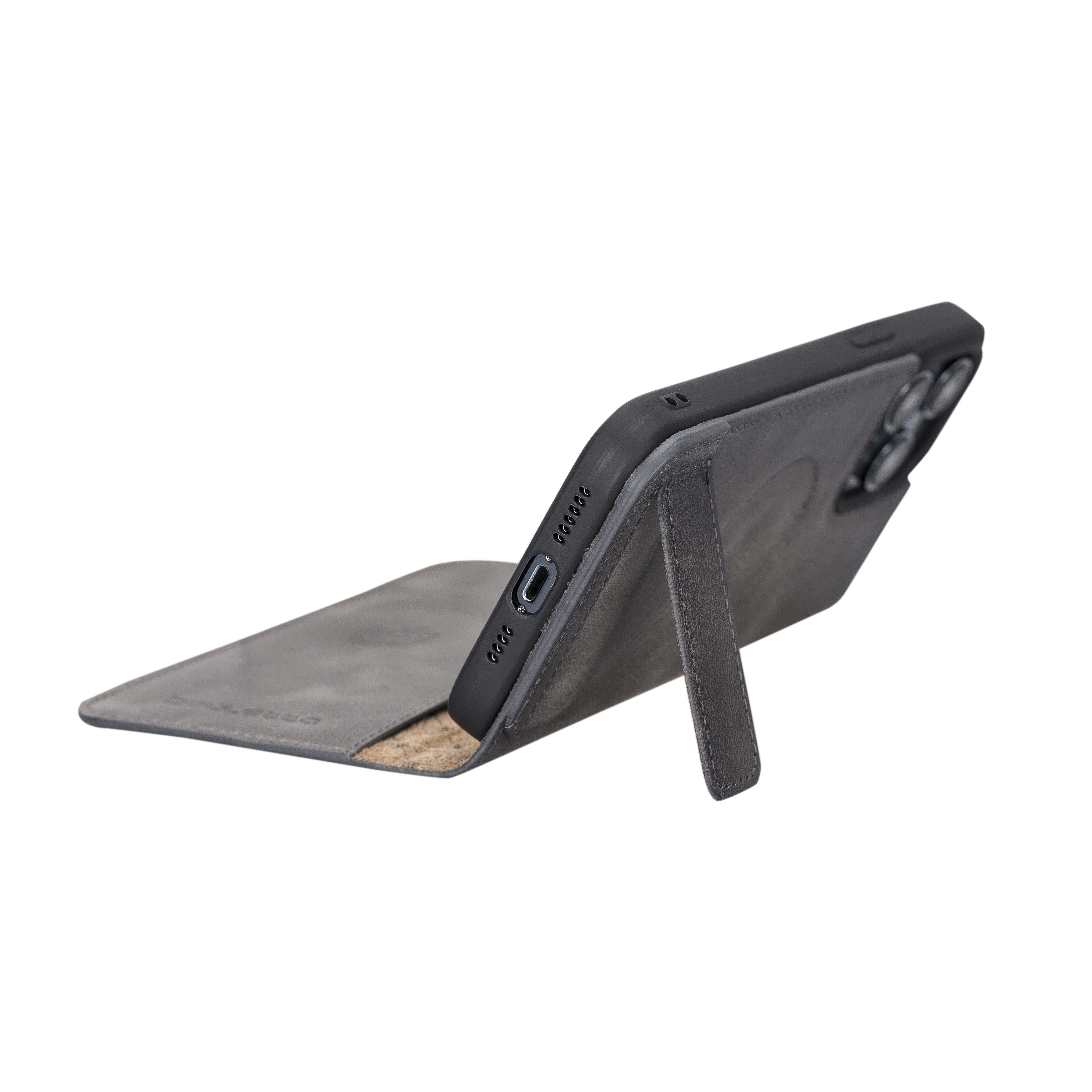 iPhone 14 Bouletta Brooks Leder Slim Etui Grau