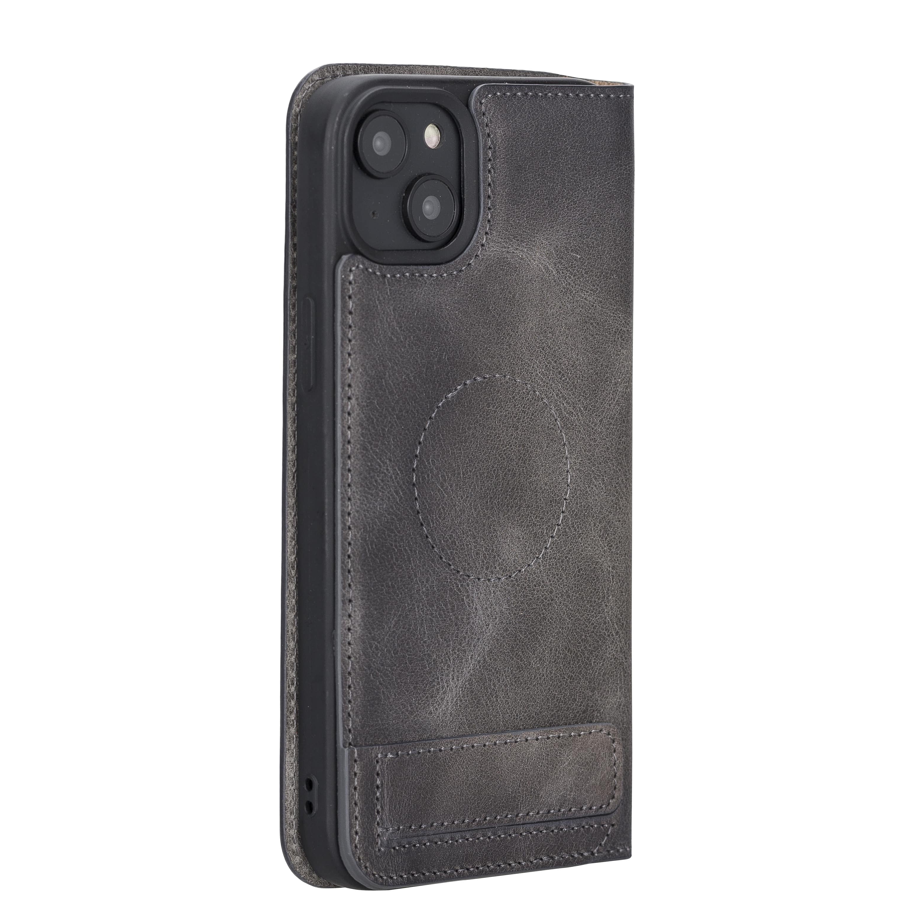 iPhone 14 Bouletta Brooks Leder Slim Etui Grau