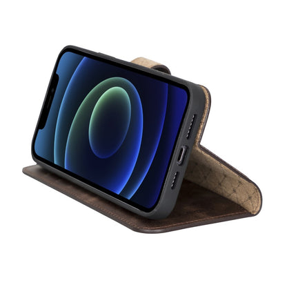 Bouletta Magnetische abnehmbare Handyhülle aus Leder mit RFID-Blocker für iPhone 15 Plus Antik Braun