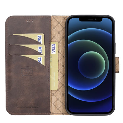 Bouletta Magnetische abnehmbare Handyhülle aus Leder mit RFID-Blocker für iPhone 15 Plus Antik Braun