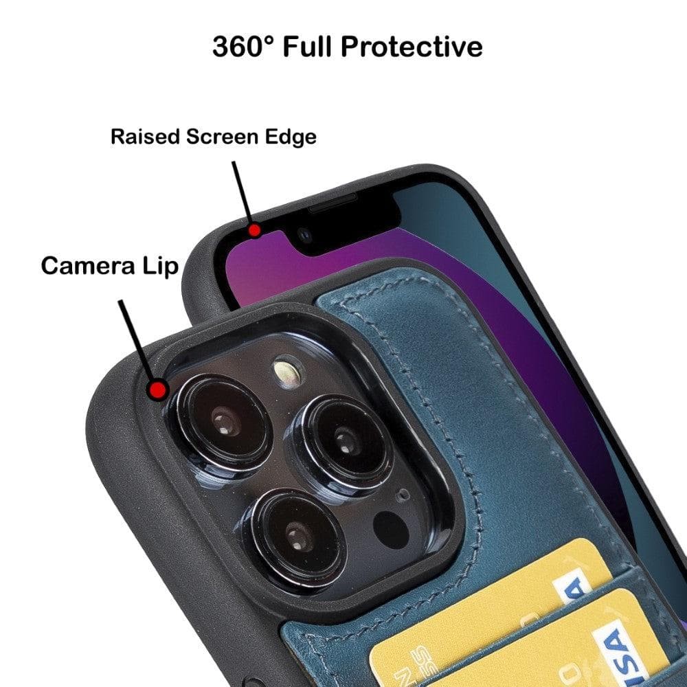 Bouletta Flex Cover Back Leder Case mit Kartenfach für iPhone 15 Pro Max 6.7 - Blau