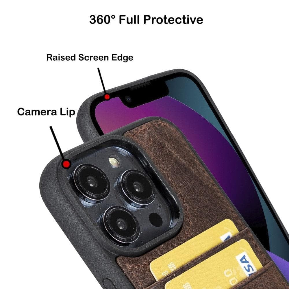 Bouletta Flex Cover Back Leder Case mit Kartenfach für iPhone 15 Pro Max 6.7 - Braun