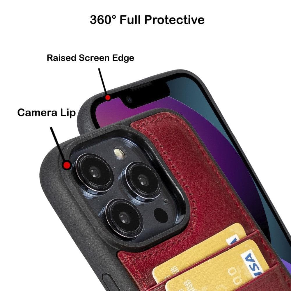 Bouletta Flex Cover Back Leder Case mit Kartenfach für iPhone 15 Pro Max 6.7 - Rot