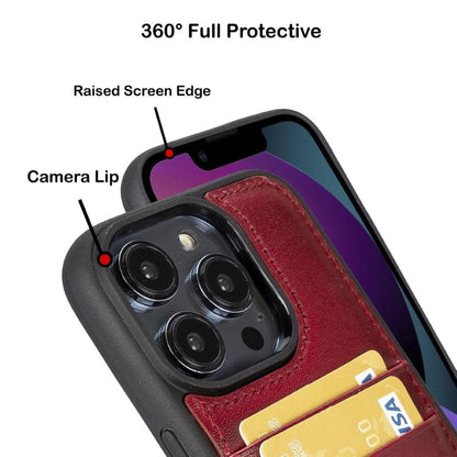 Bouletta Flex Cover Back Leder Case mit Kartenfach für iPhone 15 Pro Max 6.7 - Rot