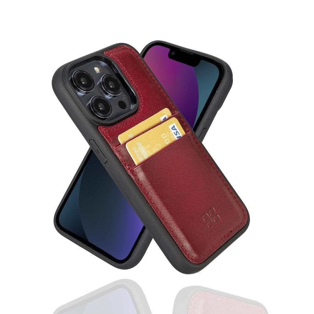 Bouletta Flex Cover Back Leder Case mit Kartenfach für iPhone 15 Pro Max 6.7 - Rot