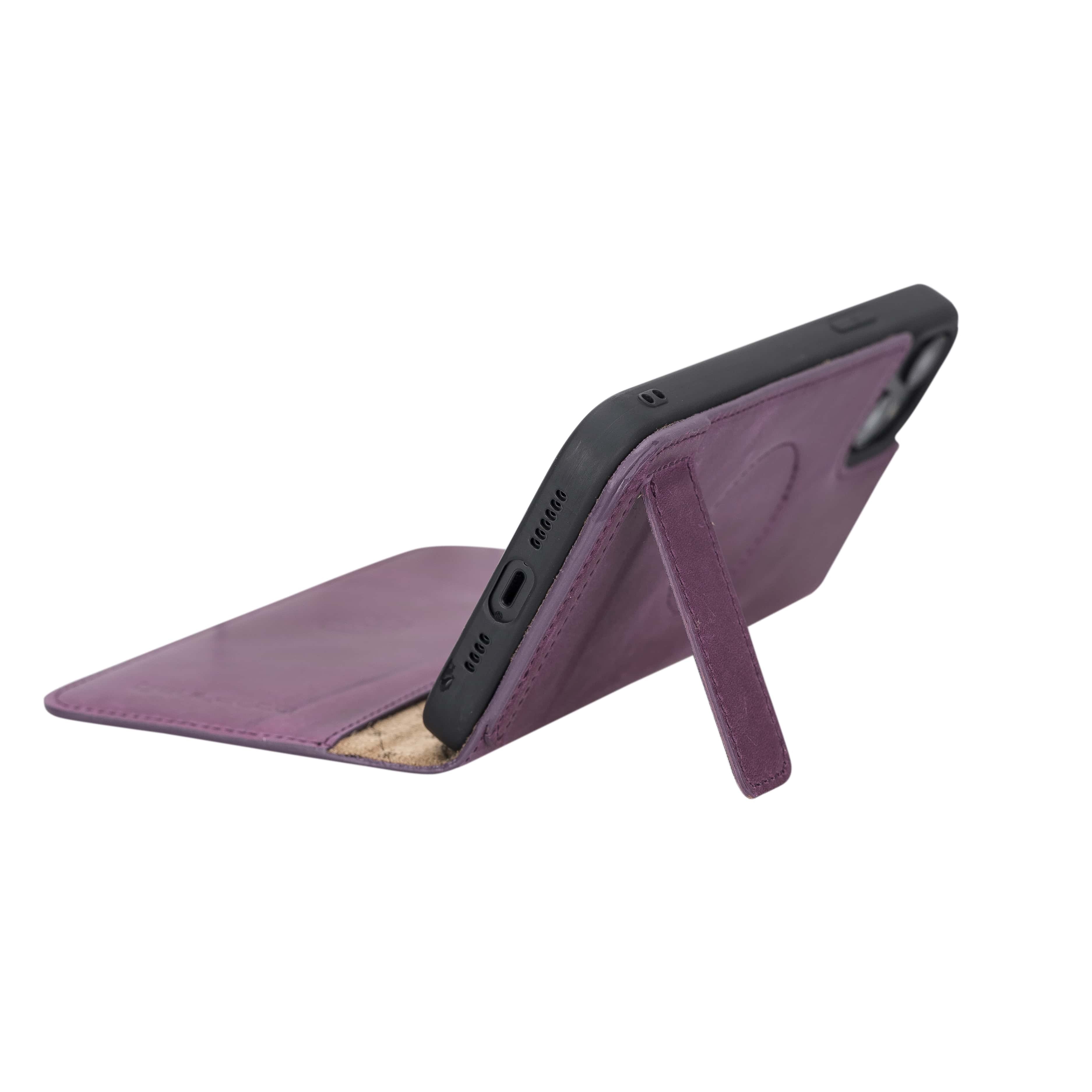iPhone 14 Bouletta Brooks Leder Slim Etui Lila