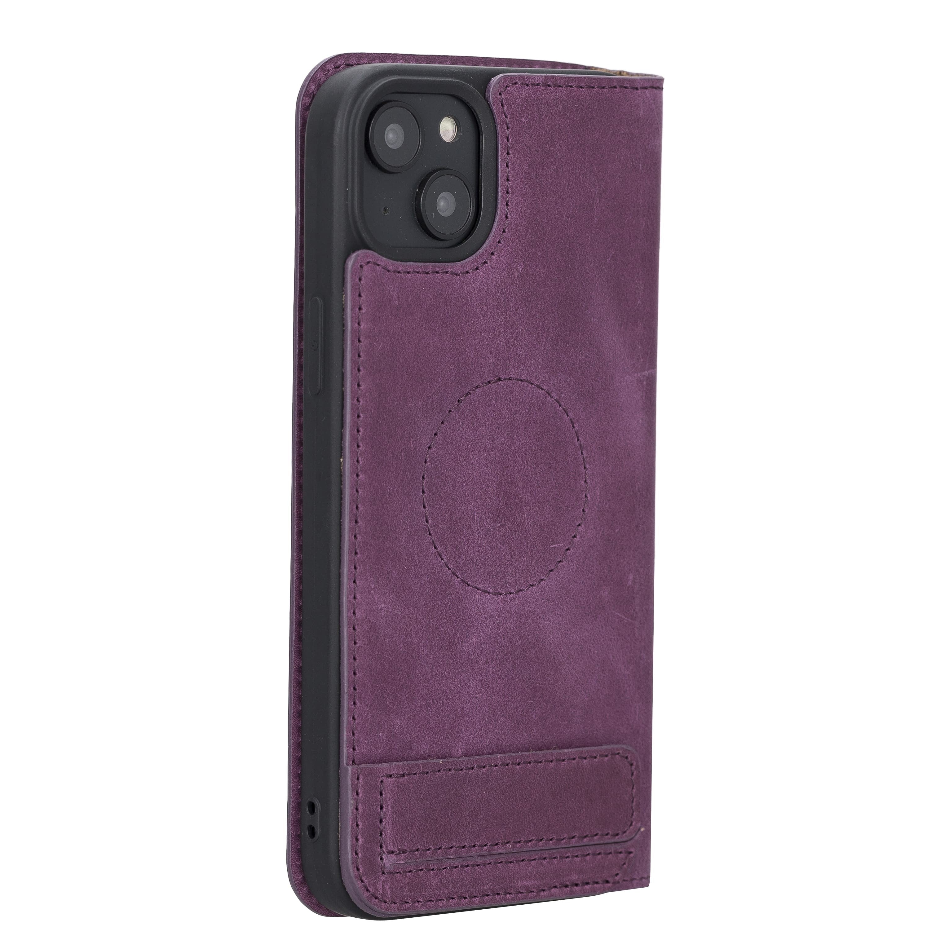 iPhone 14 Bouletta Brooks Leder Slim Etui Lila