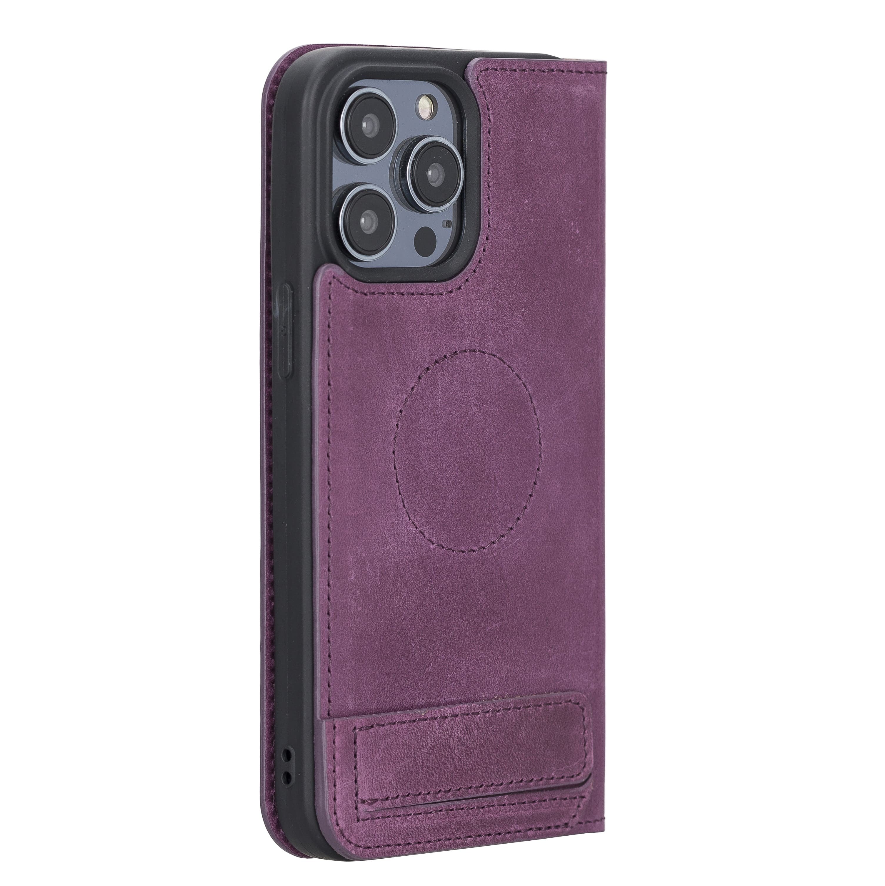 iPhone 14 Pro Bouletta Brooks Leder Slim Etui Lila