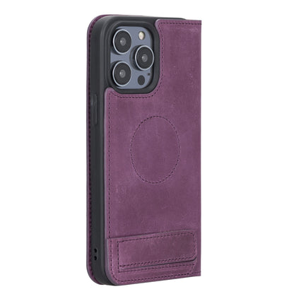 iPhone 14 Pro Bouletta Brooks Leder Slim Etui Lila