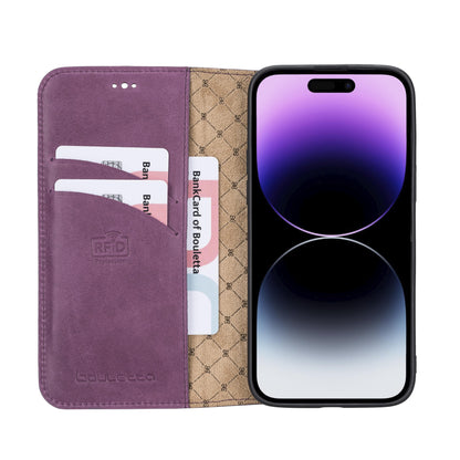 iPhone 14 Pro Max Bouletta Brooks Leder Slim Etui Lila
