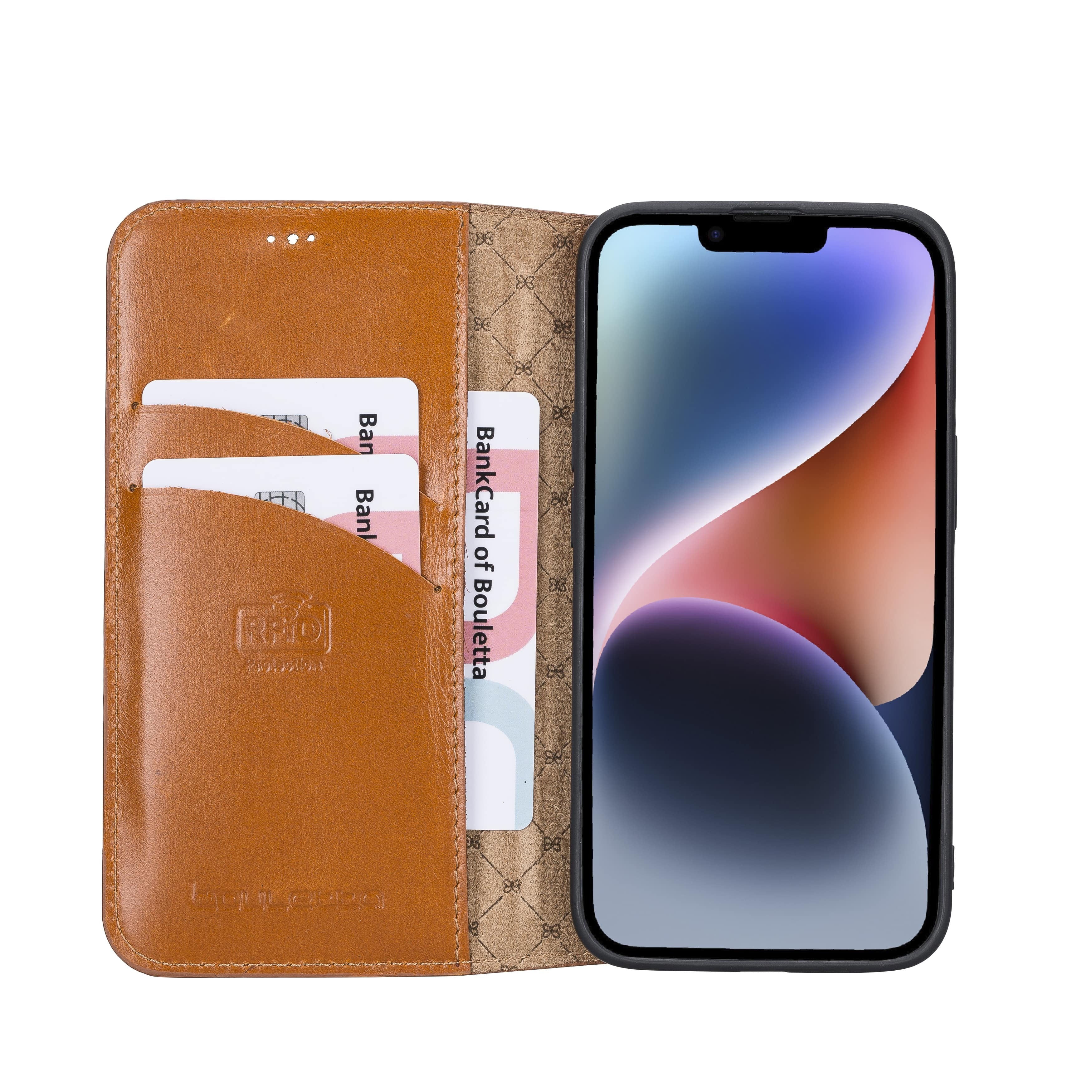 iPhone 14 Bouletta Brooks Leder Slim Etui Tan