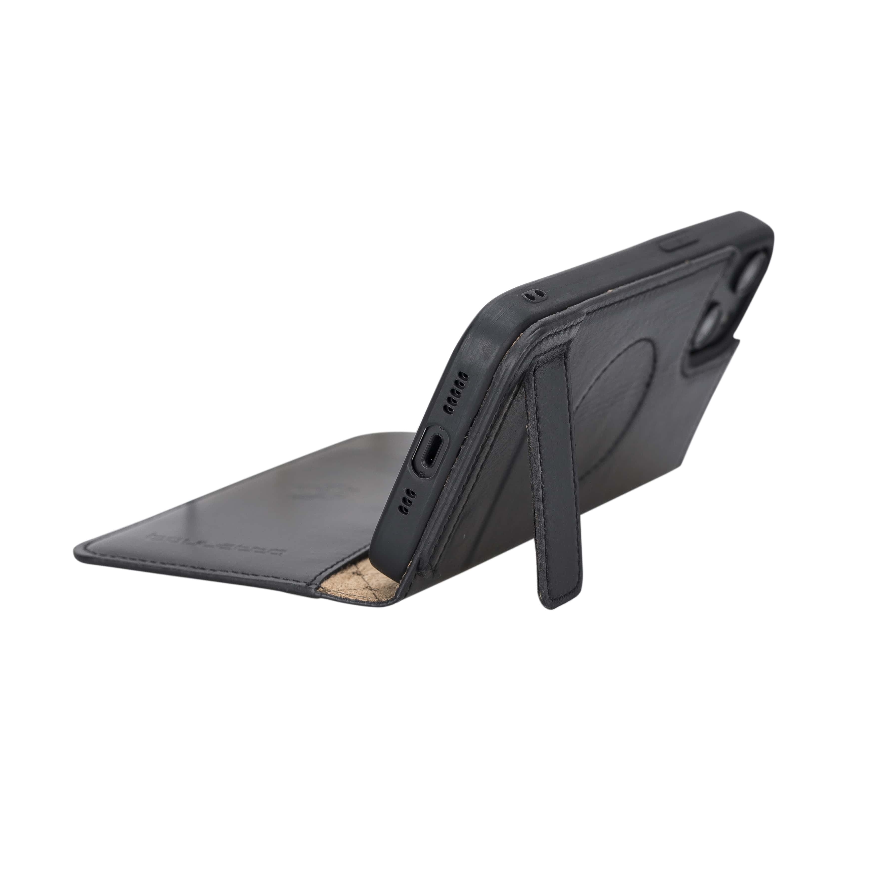 iPhone 14 Bouletta Brooks Leder Slim Etui Schwarz