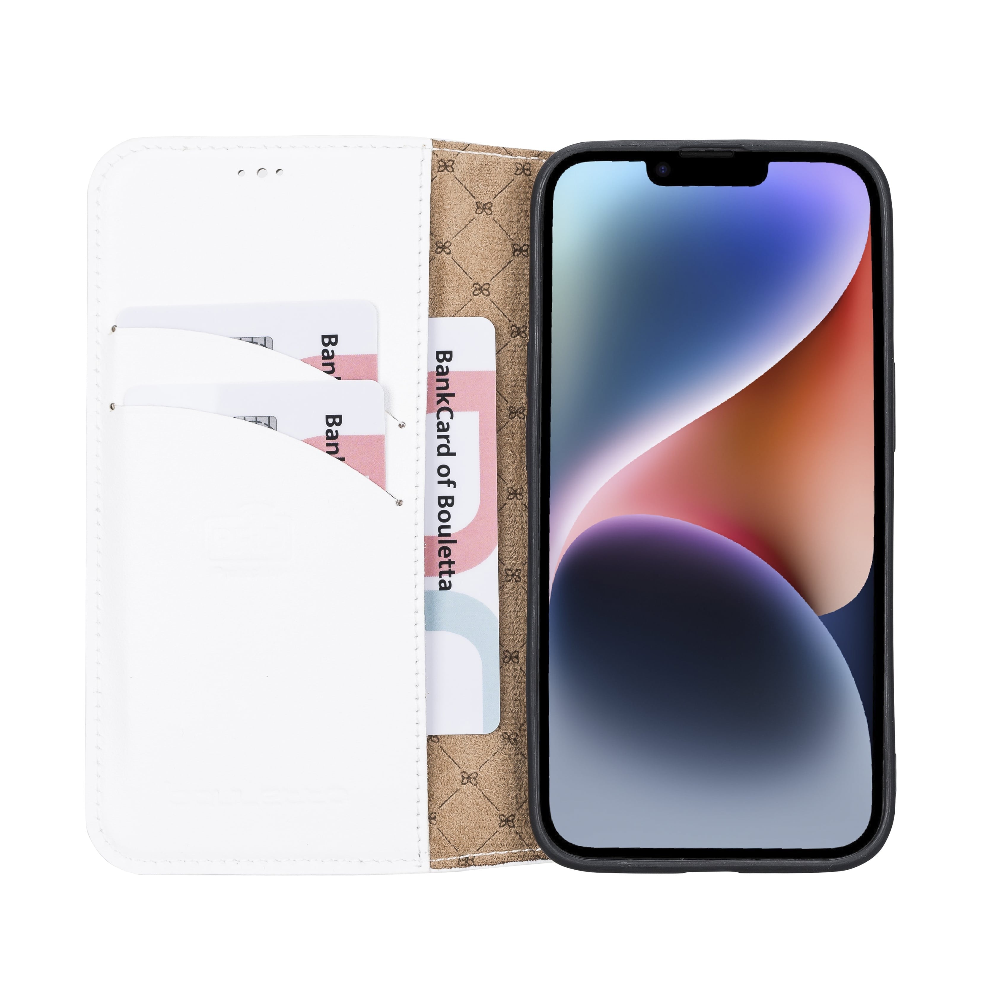 iPhone 14 Bouletta Brooks Leder Slim Etui Weiss
