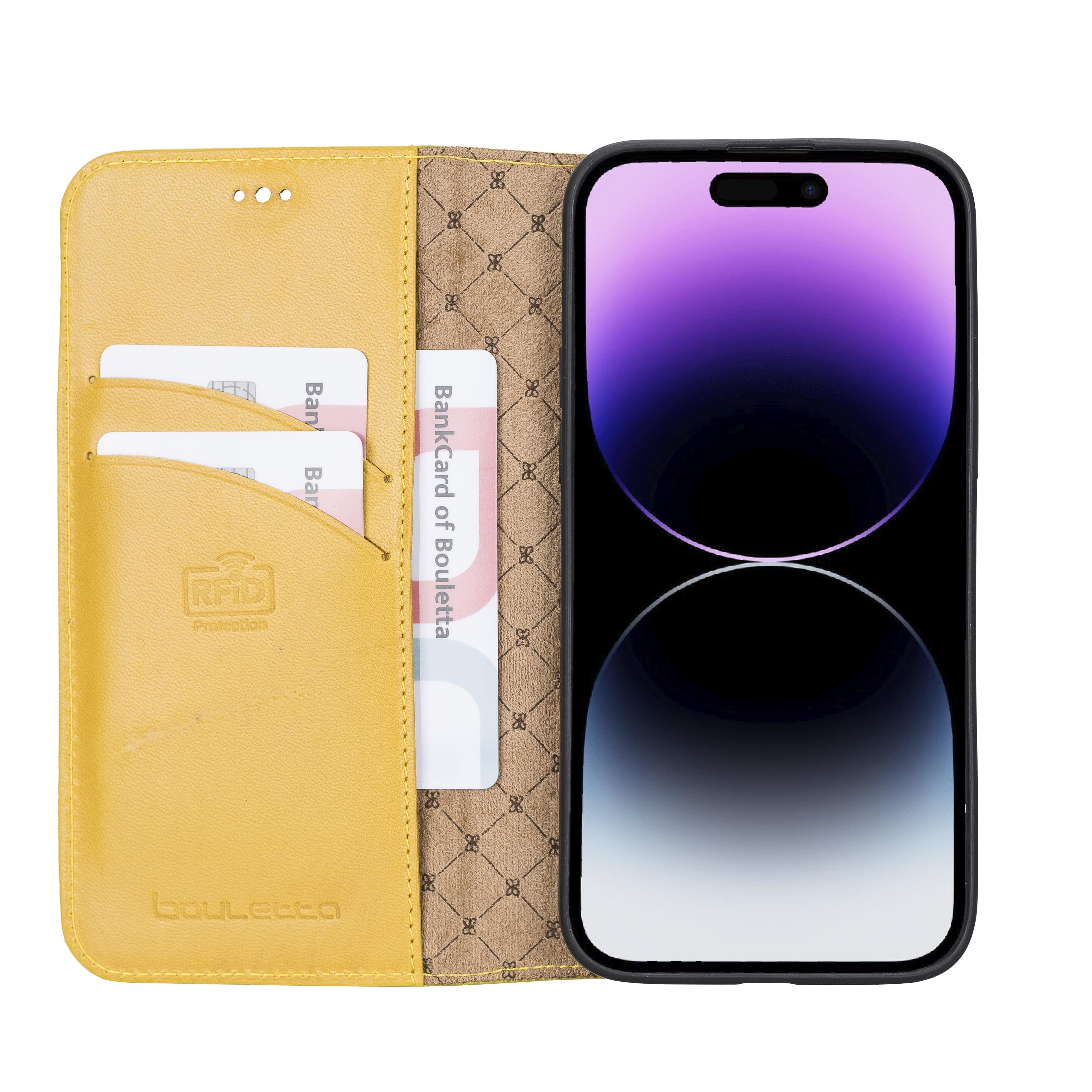 iPhone 14 Pro Max Bouletta Brooks Leder Slim Etui Gelb
