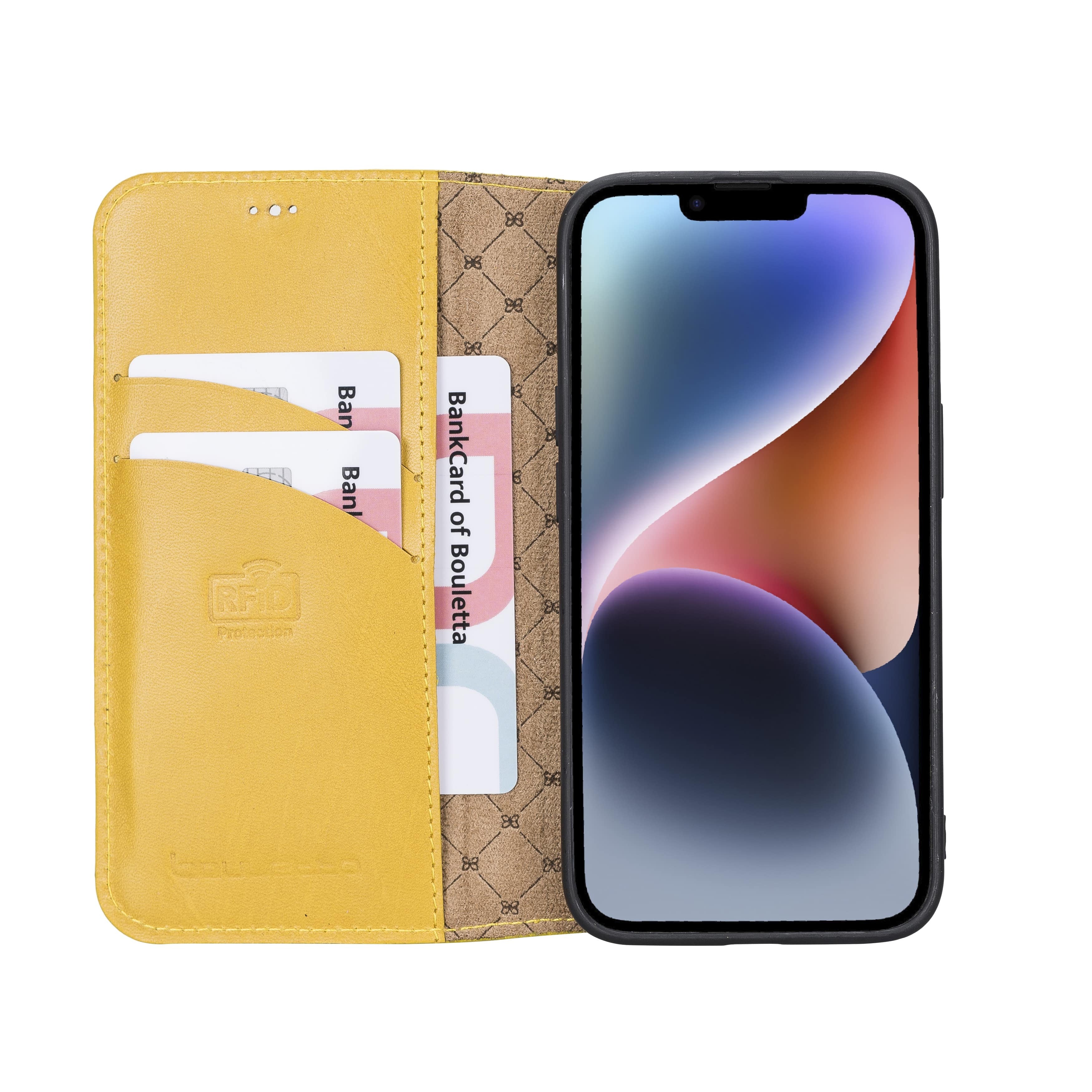 iPhone 14 Plus Bouletta Brooks Leder Slim Etui Gelb