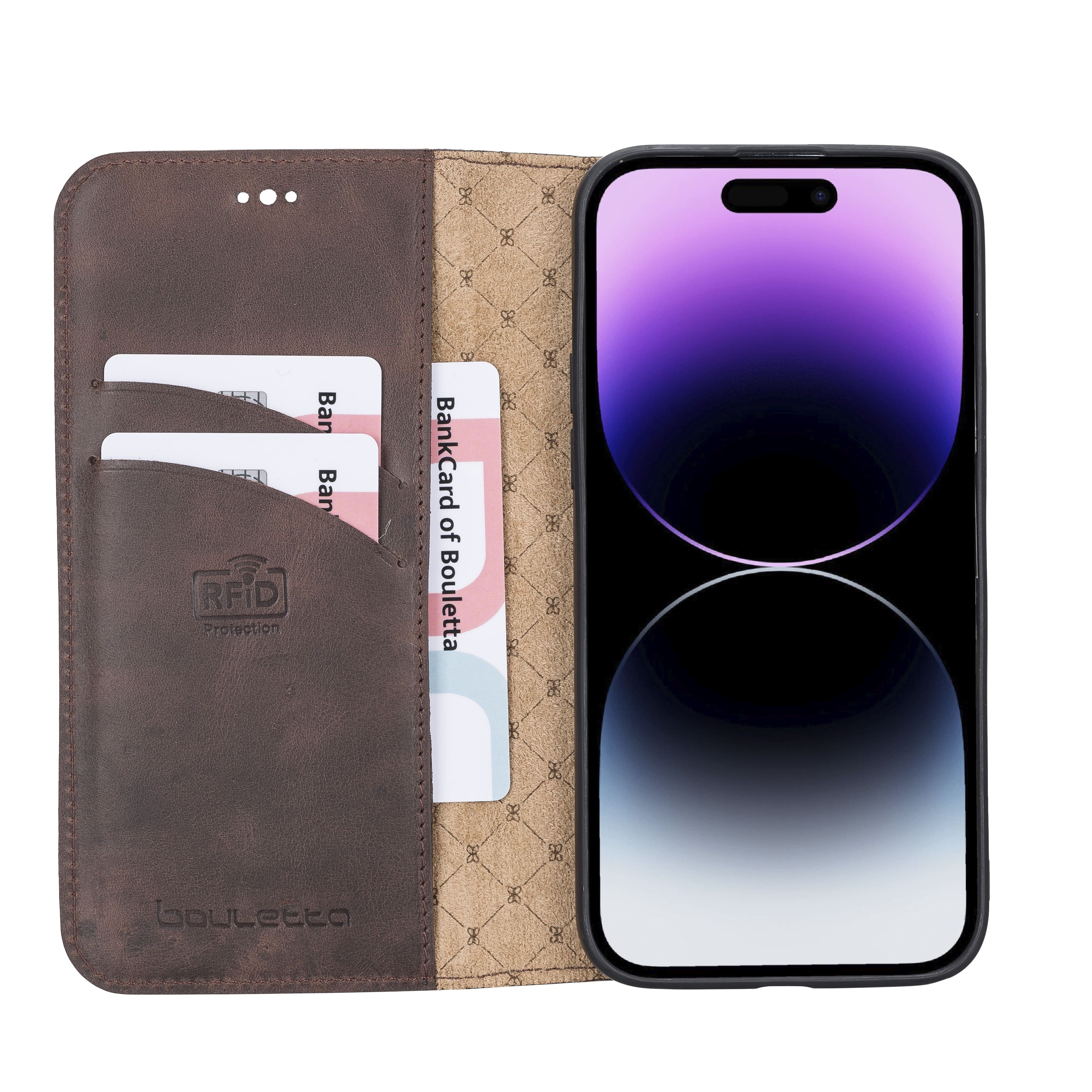iPhone 14 Pro Bouletta Brooks Leder Slim Etui Braun