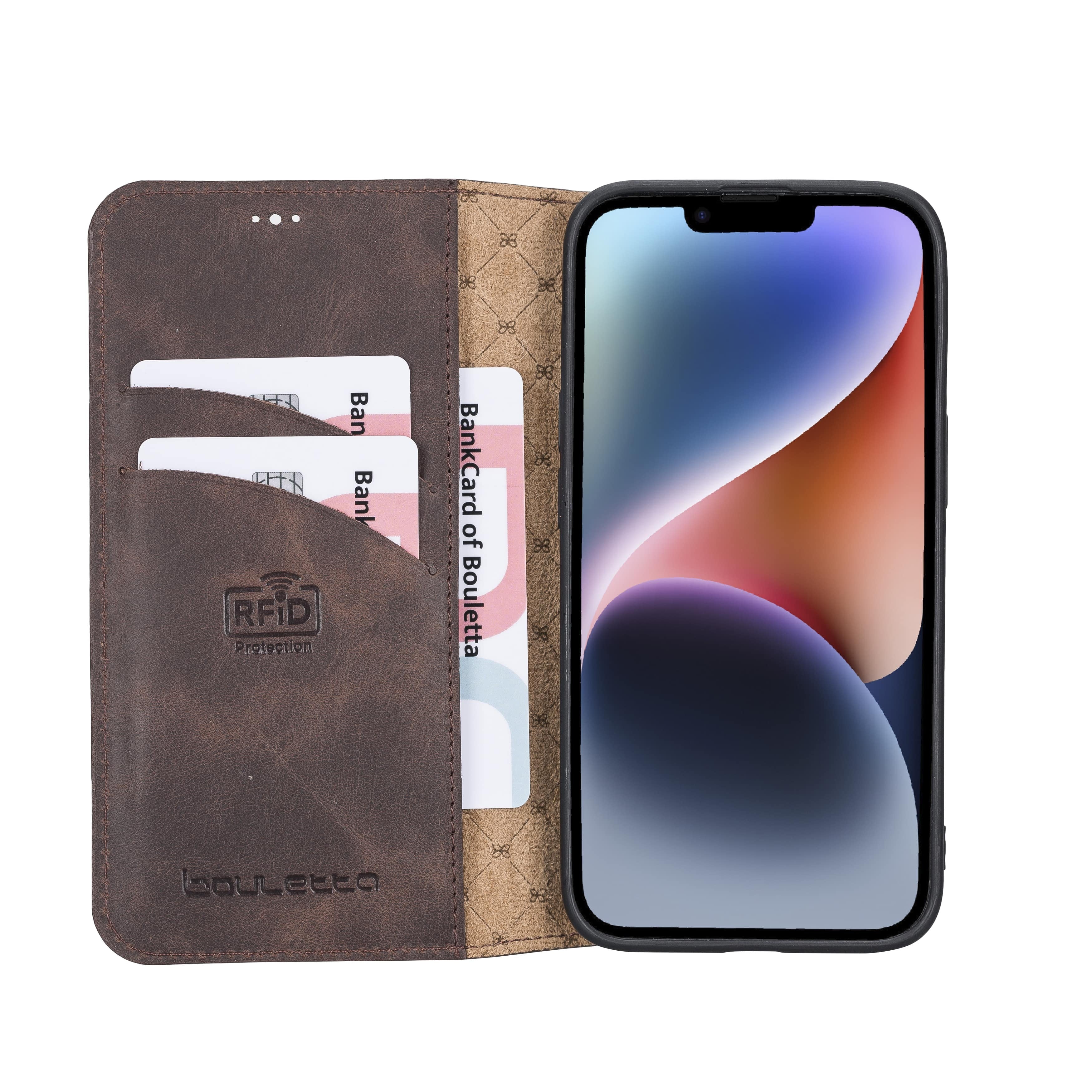 iPhone 14 Plus Bouletta Brooks Leder Slim Etui Braun