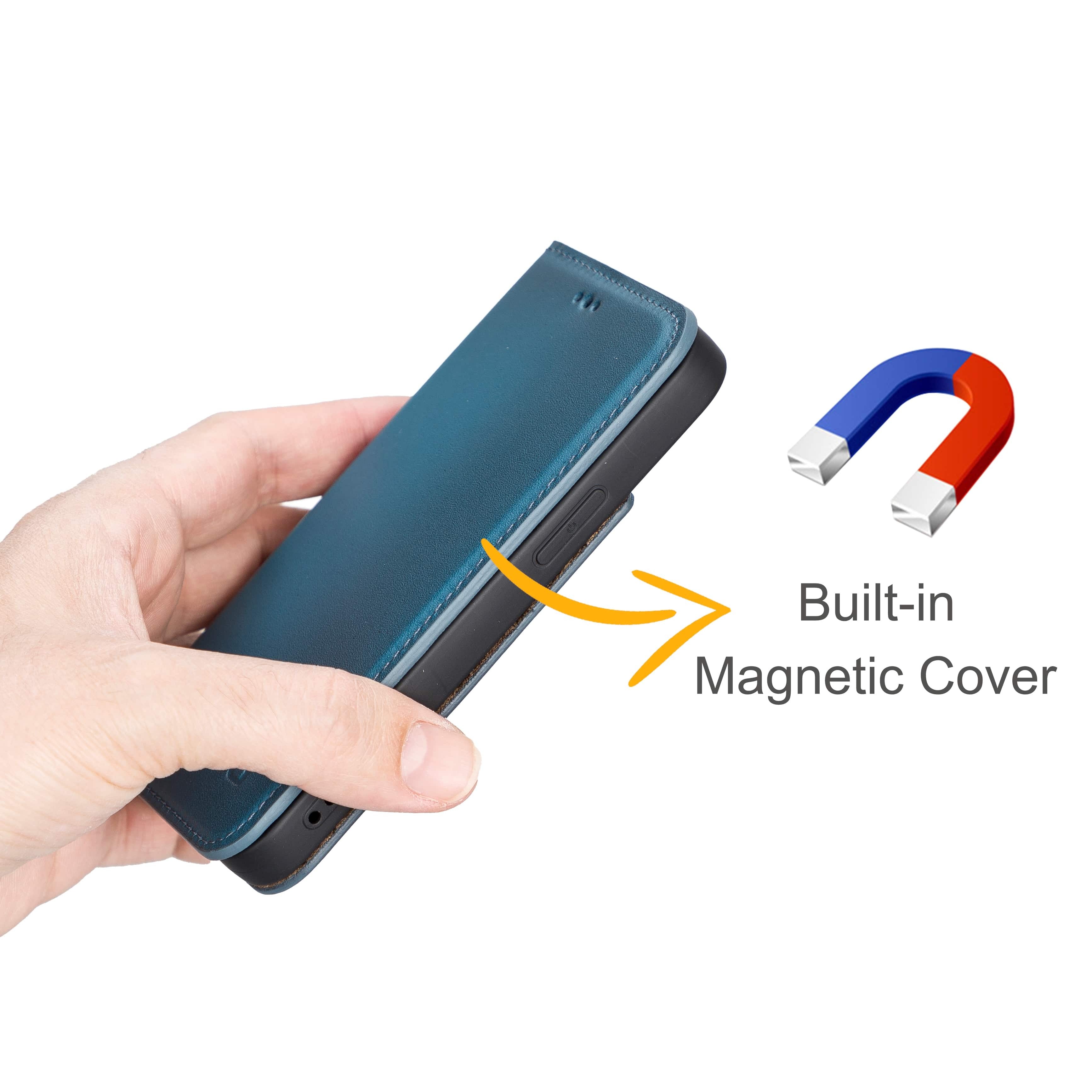 iPhone 13 Mini Bouletta Brooks Leder Slim Etui Blau