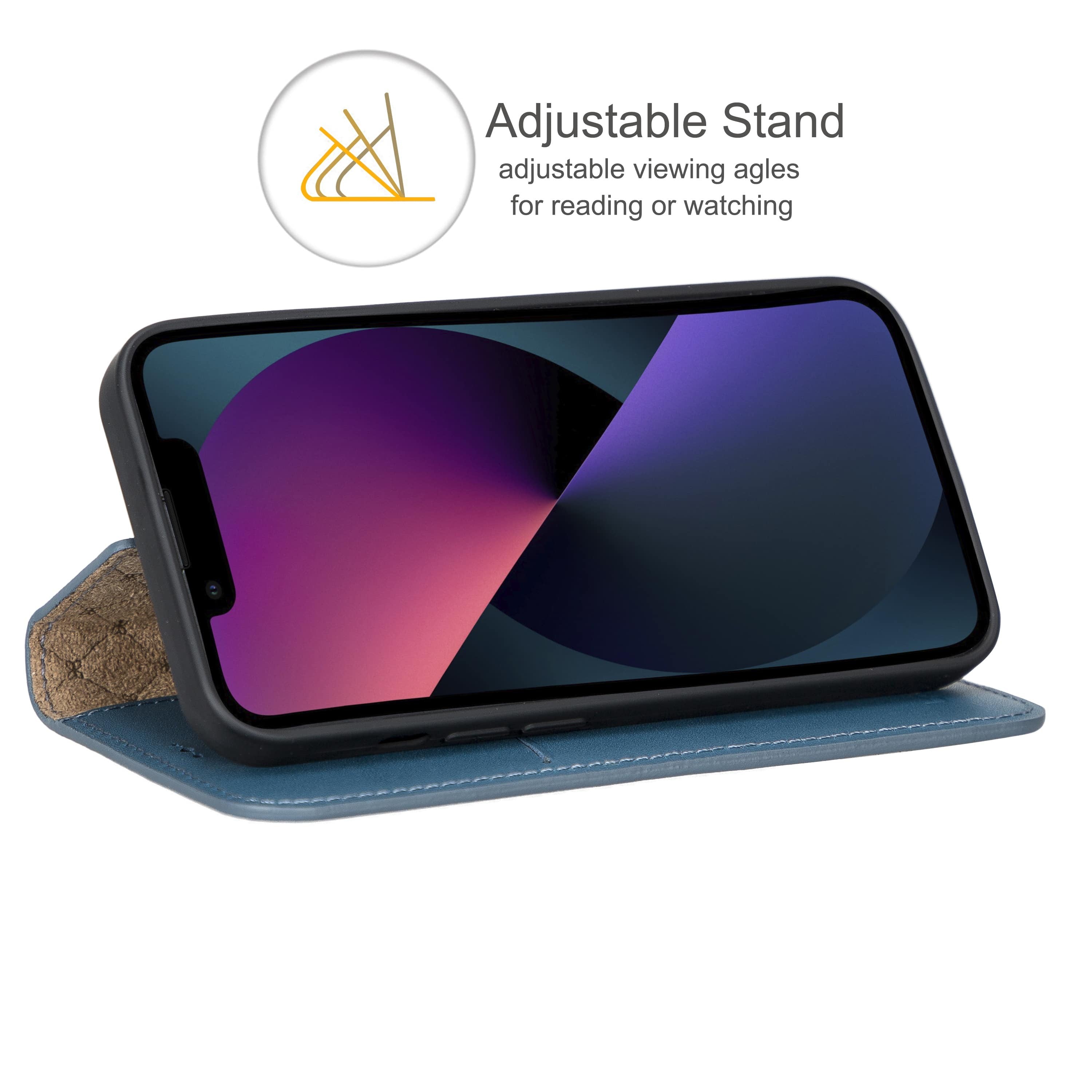 iPhone 13 Mini Bouletta Brooks Leder Slim Etui Blau