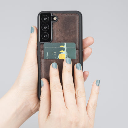 BOULETTA FLEX COVER LEDERHÜLLE MIT KARTENFACH FÜR SAMSUNG GALAXY S23 Plus - Dunkelbraun