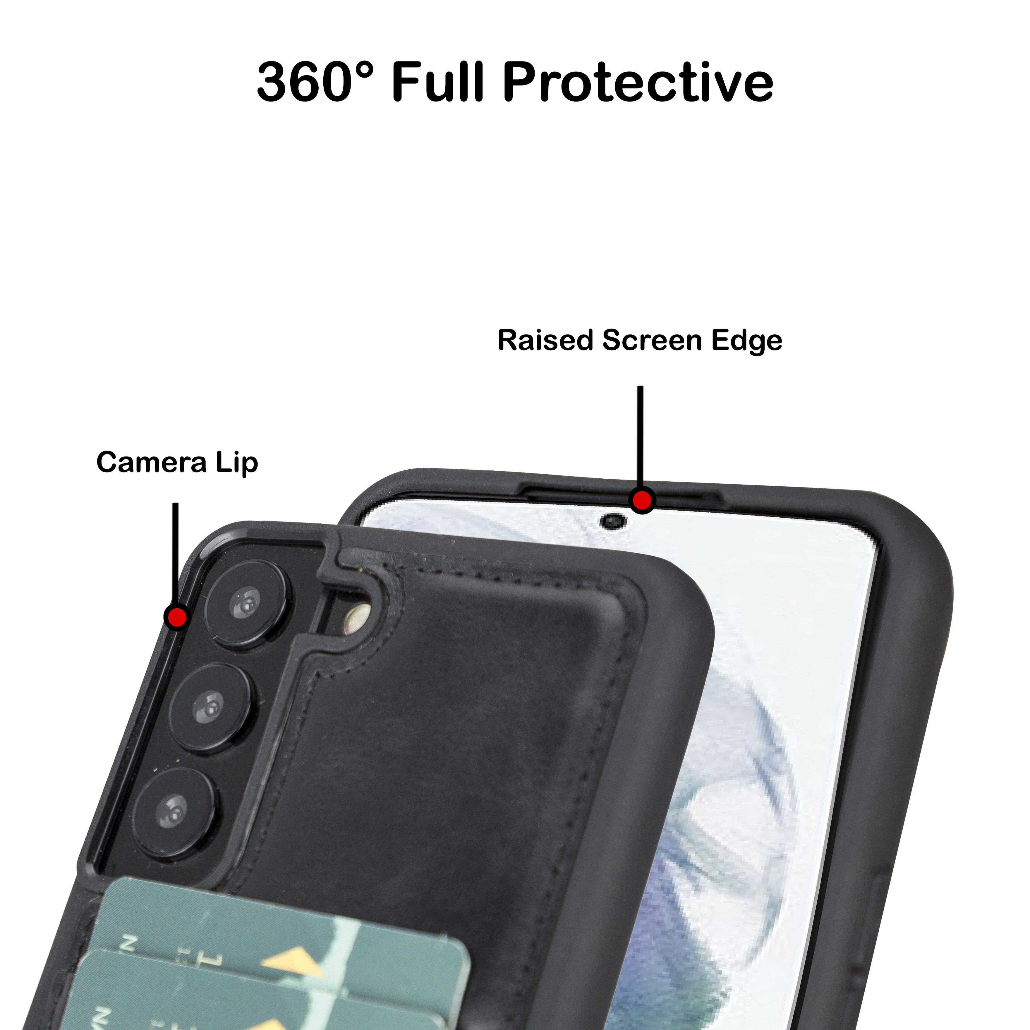 BOULETTA FLEX COVER LEDERHÜLLE MIT KARTENFACH FÜR SAMSUNG GALAXY S23 - Schwarz
