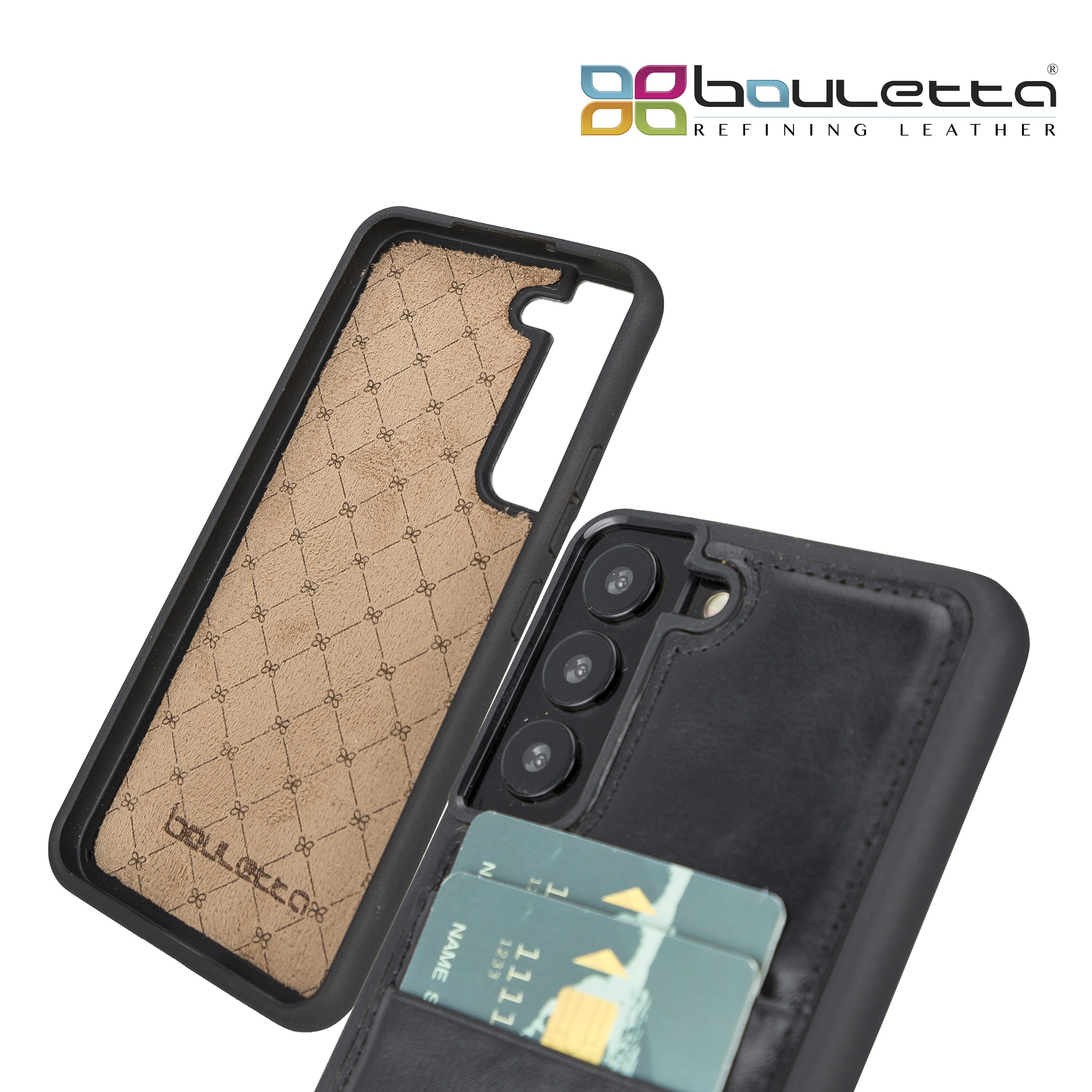 BOULETTA FLEX COVER LEDERHÜLLE MIT KARTENFACH FÜR SAMSUNG GALAXY S23 - Schwarz
