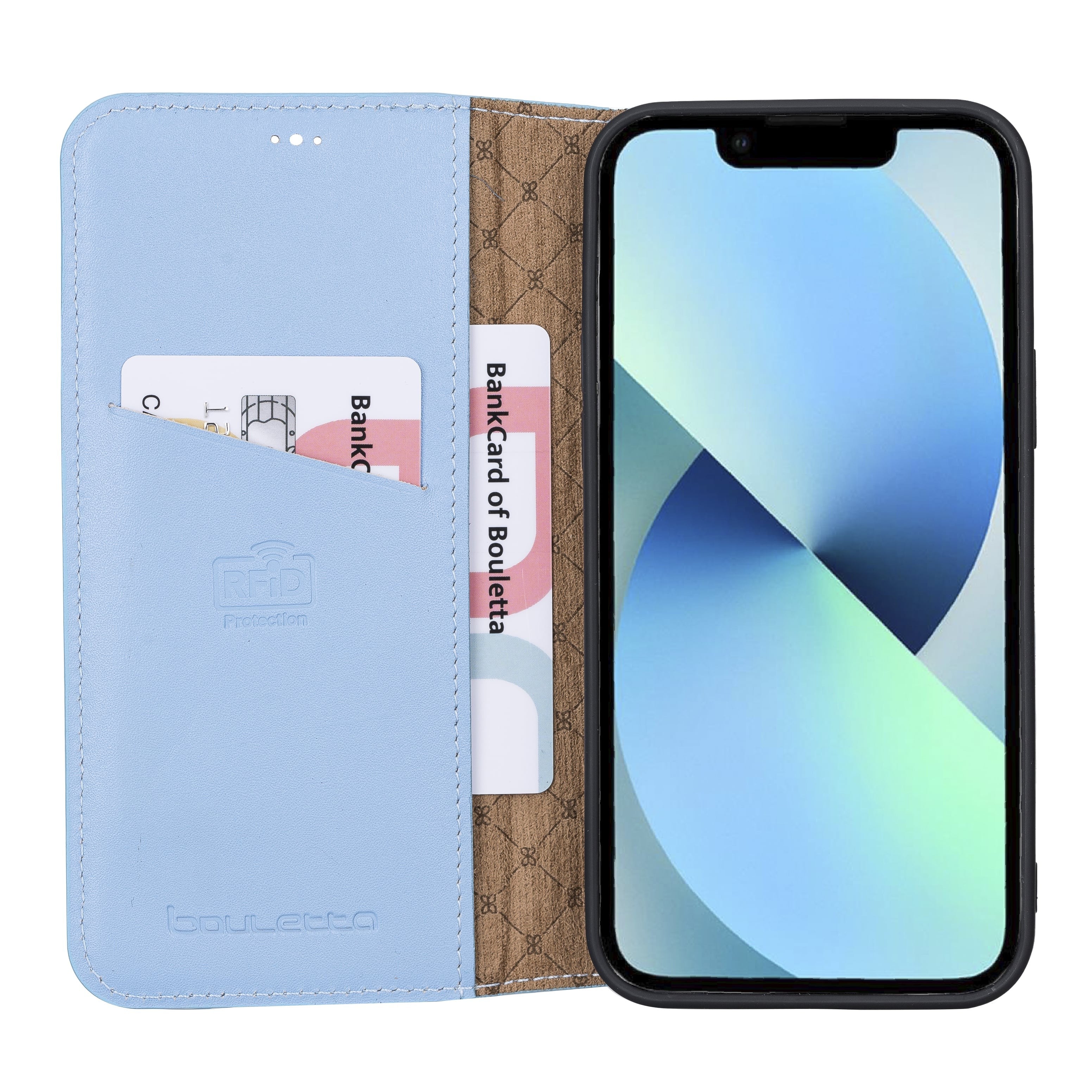iPhone 13 Pro Max Bouletta Brooks Leder Slim Etui Himmelblau